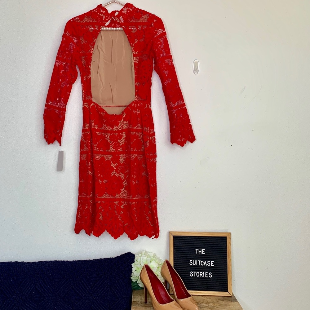 FOR LOVE AND LEMON red Rosetta lace dress - Picture 3 of 7